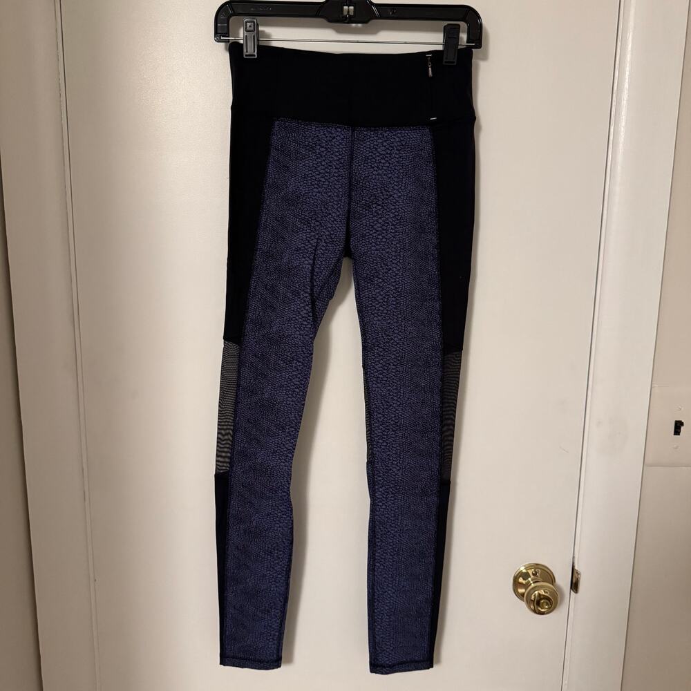 Calia by Carrie Underwood Purple Snake Print Black Mesh Thick Legging Size Small